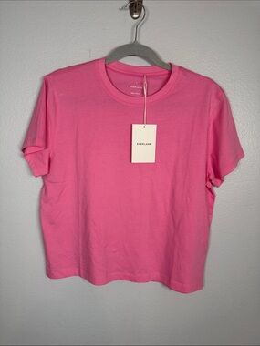 Everlane Short-Sleeve Boxy Crew Tee in Hot Pink Organic Cotton Medium NWT
